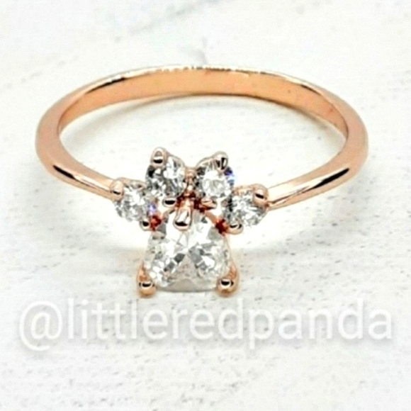 🐾White sapphire paw print ring - Picture 3 of 6